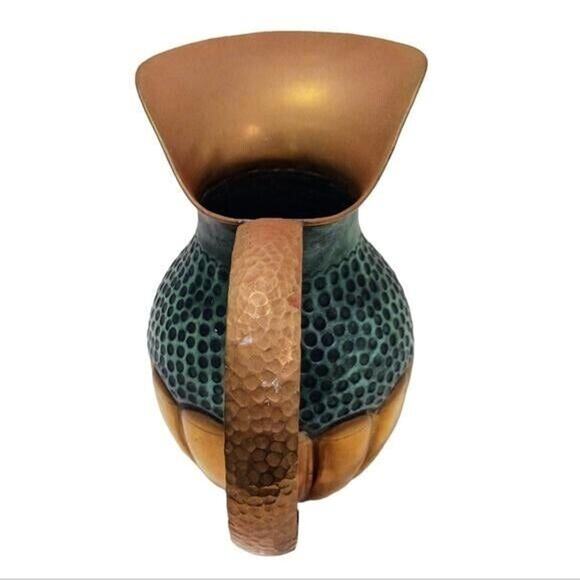 Mid 20th Century Copper Brass Hammered 11" Pitcher Exotic Large Lip Vintage Rare - Picture 5 of 12